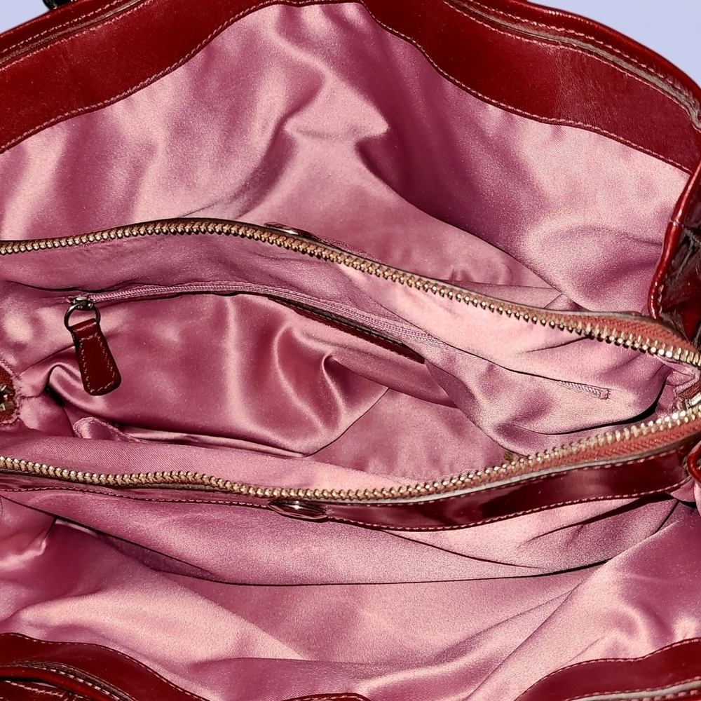 Coach Patent Leather Chelsea Jayden East- West Handbag Carryall Bag 17855 Wine - Picture 9 of 12